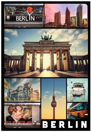 Kühlschrank-Magnet Berlin | Brandenburger Tor bei Nacht | Starker Halt | Foto-Magnet 8 x 5,5 cm | typisches Souvenir