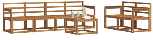 vidaXL Outdoor-Sofagarnitur 7 pcs Natur Massivholz Akazie, Akazienholz Garten-Sofa-Set, Moderne Gartenmöbel, langlebige Couch, schicke Lounge, ergonomisches Design