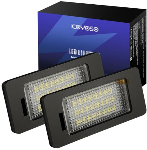 KOYOSO Kennzeichenbeleuchtung für BM-W E39 E60 E61 E71 E72 E82 E84 E88 E90 E91 E92 E93 M3 M5 F10 F11 F18 F25 mit CAN-Bus IP67 – 2 Stück 24x3528 SMD Ultrahell – Plug-and-Play