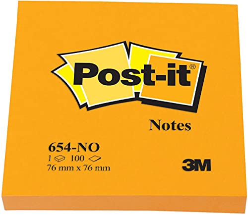 Post-it 654NOR Haftnotizen, 76 x 76 mm, neonorange