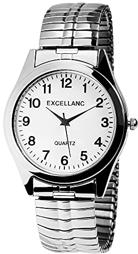 Excellanc Herren-Uhr Zugband Edelstahl Comfort fit Analog Quarz 2700025 (silberfarbig)