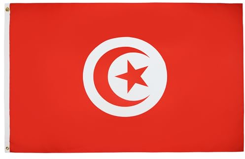 AZ FLAG - Drapeau Tunisie - 90x60 cm - Drapeau Tunisien 100% Polyester Avec Oeillets Métalliques Intégrés - Pavillon 50 g