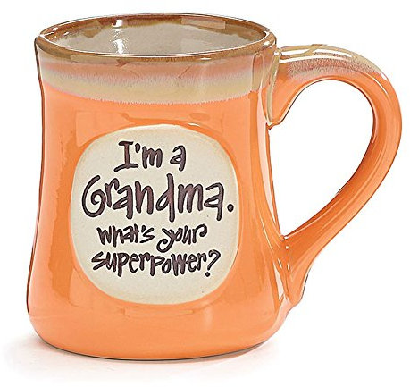 Burton & Burton Taza de café de porcelana con texto en inglés I'm a Grandma, What's Your Superpower, 18 onzas