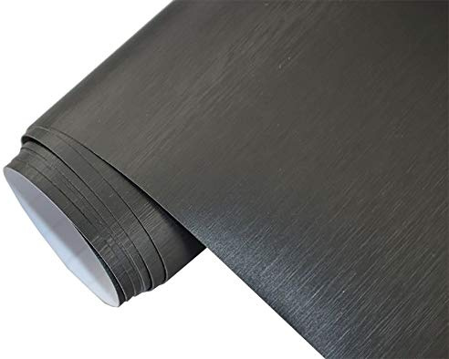 Neoxxim 9€/m2 Premium - Auto Folie - GEBÜRSTET Aluminium SCHWARZ Brushed 100 x 150 cm - blasenfrei Lackfolie dehnbar Möbelfolie