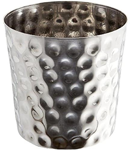 Genware SVH8 Stainless Steel Serving Cup, Hammered, 8.5 cm Height, 8.3 cm Width