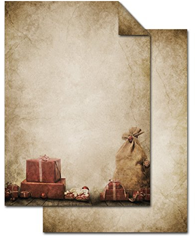 Logbuch-Verlag 25 Blatt Briefpapier beige braun vintage - Weihnachtsbriefpapier 100 g/m² DIN A4 Brief-Bogen Geschenk Weihnachtspost