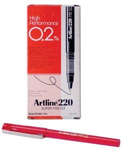 Fineliner Artline 220 rond 0.2mm rood | 12 stuks