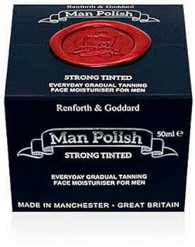 Man Polish Strong Tinted - Premium Gradual Self Tanning Face Moisturiser for Men 50ml