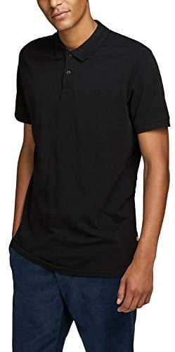 JACK & JONES Men's Jjebasic Polo Ss Noos Shirt, Black (Black Detail: Slim Fit), X-Large