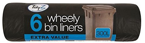 Tidyz 24 X 6 Wheelie Bin Extra Large Liners 300L Black Dustbin Rubbish Tip Refuse Sacks Waste Garbage Thick Big Bags Super Strong Heavy Duty Fits Bins 230 x 143cm