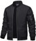 TACVASEN Herren College Jacke Pilotenjacke Bomber Jacket Sommerjacke Baseball Ubergangsjacke Dünne Jacke (2XL,Schwarz)