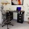 Vida Designs Otley Computer Desk with Shelves and 3 Drawers, Home Office PC/Laptop Gaming Table, Study Workstation with Keyboard Tray, Furniture, Black