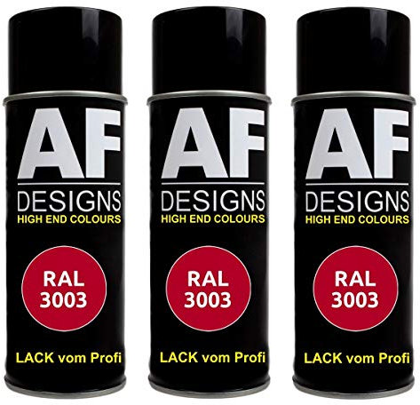 Alex Flittner Designs 3x RAL Lackspray Autolack Buntlack Spraydose RAL3003 RUBINROT seidenmatt