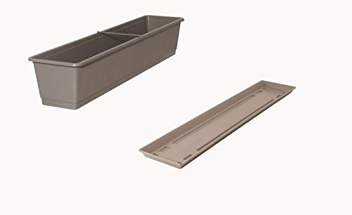 Fuchs seit 1895 Balkonkasten Standard mit passendem Untersetzer, Farben:Taupe, Länge:80 cm