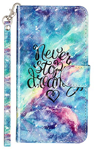 Nodigo für iPhone 5/5s/SE 2016 Leder Hülle Magnetisch Kickstand mit Kartenfach 360 Grad Tier Muster Motiv Lustig Design Silikon Hüllen Handyhülle Wallet Tasche Case Mädchen Damen - Dream