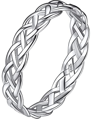 Suplight Damen Keltischer Knoten Ring 925 Silber Irischer Triquetra Fingerring Keltische Unendlichkeits-Knoten Silberringe für Verlobungsring Ehering Ringgröße 65