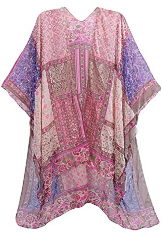 MJ SERECA Cardigan Long Kimono en Velours Burnout pour Femme sans Gland (Patch Rose)…