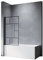 SONNI Mampara Bañera Negra Abatible Cuadros 180°NANO Cristal Templado 80x140cm, con Perfil Negro