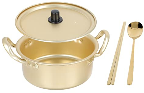 TOPBATHY 1ensemble Casserole à Soupe Aluminium Avec Poignées Binaurales De Cuisine Pratique Pour Nouilles Et Soupe Et Portable Couvercle Aluminium Anti-brûlure Accessoires Cuillère
