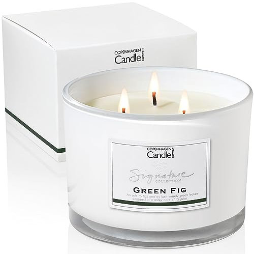 Luxury Scented Candles Gifts for Women | Natural Wax Blend | 35 Hours Burn time | Hotel Collection | The Copenhagen Company - Green Fig (12oz)