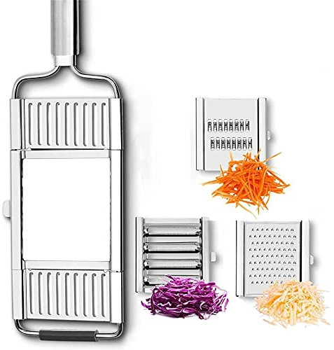 Cfty Mehrzweck-Gemüse-Slicer-Edelstahl-Reiber-Fräser-Frucht-Kartoffelschäler-Zerkleinerer-Gemüse-Fräser Küchenzubehör(Set A)