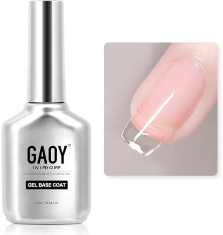 GAOY Gel Base Coat for Gel Nail Polish, 16ml No Wipe Clear Foundation for Long Lasting UV Light Cure Nail Art DIY at Home
