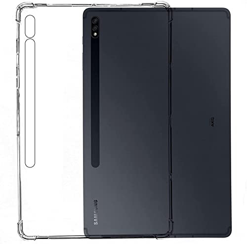 TPU Transparent Case Compatible with Samsung Galaxy Tab S7+/S7 Plus 12.4 2020 SM-T970 T975 T976, Shockproof Corner Bumper Transparent Thin Clear Soft Silicone Back Cover Shell