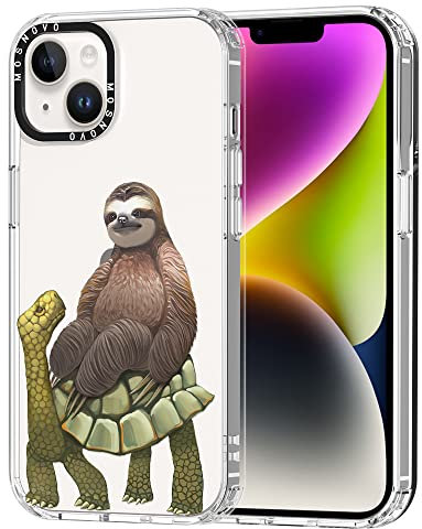 MOSNOVO für iPhone 14 Plus Hülle – Durchsichtige, schlanke, stoßfeste TPU+PC-Handyhülle, [6,6 Fuß Fallschutz/Anti-Abziehen] - Faultier-Schildkröte