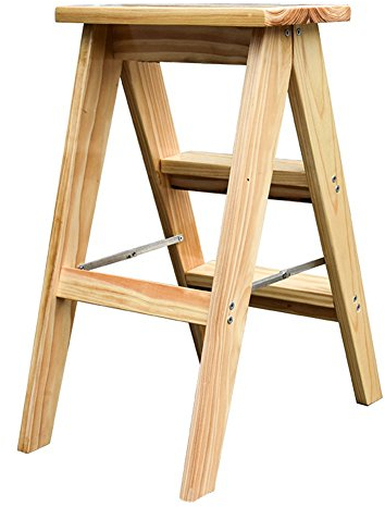 DASHADAO Taburete Escalera Plegable Madera Maciza Tablero De Madera Gruesa Venta Al por Mayor Multifunción Práctico Simple Moda Madera Color Doble Uso (Tamaño : B-26x32x50cm)