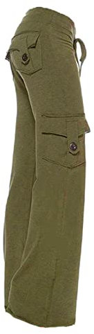 AMhomely Women Cargo Pants Low Waist Straight Leg Long Plus Size Trousers Yoga with Drawstring Active Casual for Running Gym Workout Training Jogging, 01 Green, XL