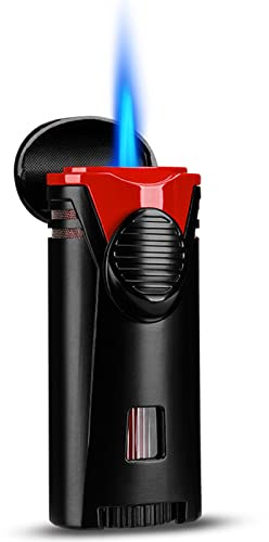 FUUBAMB00 Fackelfeuerzeug Weiches Winddichtes Feuerzeug mit Blauer Flamme und Einstellbarer Flamme, Sichtbarem Kraftstofffenster Butan Nachfüllbares Feuerzeug Gadgets Herrengeschenk,Black