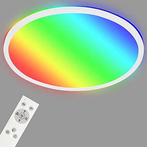 BRILONER - LED Deckenlampe flach Smart Home, funktioniert mit Alexa, buntes RGB+W Licht, Lampe, Deckenleuchte, Wohnzimmerlampe, LED Panel, Schlafzimmerlampe, 42x3,5 cm, Weiß