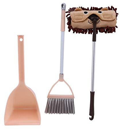 Heaautaut Kit di Pulizia per Bambini Set di 3, Cartoni Animati Giocattoli per Bambini Giochi di Pulizia Giocattoli Inclusi. Scopa, Zappa, Scopa Colore: Verde, Polvere Arancione,
