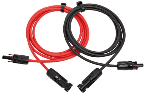RSE SOLARKABEL VERLÄNGERUNGSKABEL ROT SCHWARZ 4 MM² ODER 6 MM² MIT STECKER - SOLARSTECKER, 2x 2m 6mm²