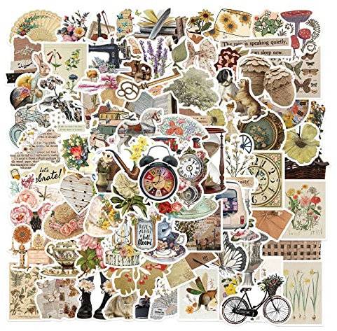 100 Pcs Stickers Cute Aesthetic Waterprof Vinyl Anime Sticker for Water Bottle Laptop Kids Teens Girls Boys Adults (SL Retro)
