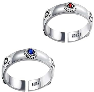 Ealipoi Moving Castle Ringe Anime Cosplay Sophie Cosplay Ringe Legierung Rot und Blau Verstellbares Zubehör Geschenk für Frauen Männer, Medium, Kristall, Goldstein
