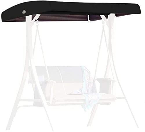 Replacement Canopy For Swing Seat, Patio Swing Top Cover with 4 Reinforced Corner Pockets, Replacement Canopy for Swing Seat 3 Seater Garden Hammock Cover,Black,191x120x18/23cm
