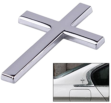 Silber Auto 3D Metall Kreuz Christian Seite Körper Emblem Abzeichen Aufkleber