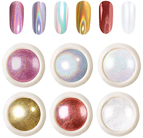 Nagelpuder Set, Pearl Powder Metallic Nail Art Pulver, Nail Chrome Glitzerpuder Pulver Mirror Powder Set,für Salon Home Nail Art DIY(06)