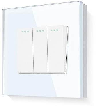 LIAONFOY 3 Fach 2 Lichtschalter Glasrahmen Tasten Schalter Ein Aus Schalter Knopf steuerung Wandschalter Unterputz Weiß 110-250V 86mm