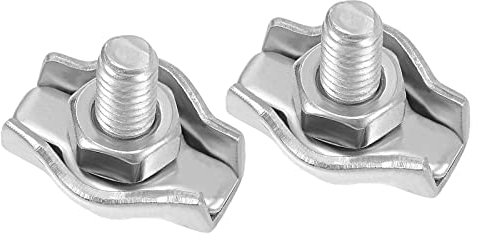 M METERXITY 5 Pack Einzel Bolzen Draht Seil Clip - 1-1.5mm Edelstahl Stahl Draht Kabel Klemme Befestigung Anbringung Außenbereich(M2)