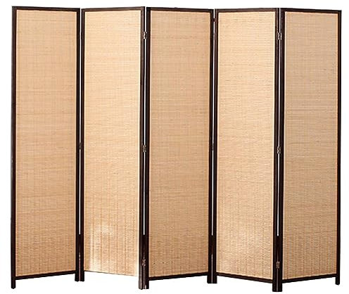 DAGROD 3/4/5/6 Panel Wooden Slat Room Divider/partition/privacy Screen, Bamboo Foldable Partition Screen Panel, Mobile Area Corner Furniture Partition Blind (Color : 5-Panel, Size : 180cm(5.9ft))