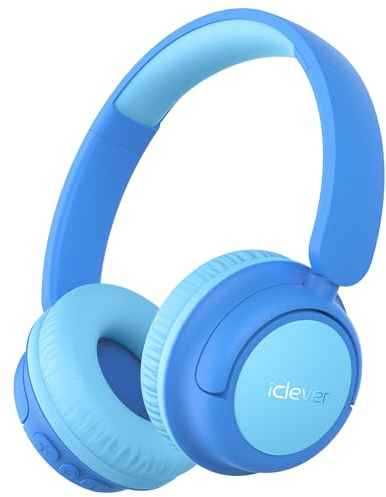 iClever Bluetooth kopfhörer Kinder, 60 Std Akku, 74/85 dBA Lautstärkebegrenzung, Stereo-Sound, Typ-C, Bluetooth5.4, Kabellos Kinderkopfhörer Over Ear mit Mikrofon für Tablet/Reisen