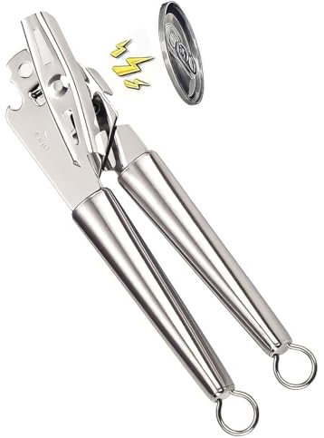 AFRIDIS Multifunctional 3-in-1 Can Opener with Magnet – Stainless Steel Tin Opener with Smooth Edge Cut - Heavy Duty Can Opener Manual with Comfortable Grip Handle and Large Turn Knob