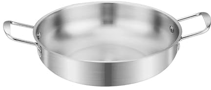 CTCOIJRN Padella for paella antiaderente Padella for paella professionale in acciaio inossidabile antiaderente, fondo antiscivolo con manico allargato, for forno da campeggio e cassaforte a induzione,