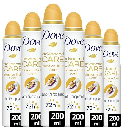 DOVE - Déodorant Femme Advanced Care Fruit de la passion et citronnelle - Spray Anti-transpirant - 72h de protection (lot de 6x200ml)