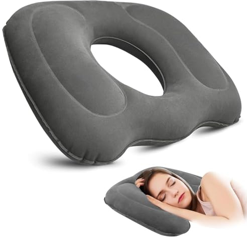 Bocguy Aufblasbares Sitzkissen Orthopädisch, Donut Kissen Hämorrhoiden Sitzkissen, Grau Steißbeinkissen, fur HäMorrhoiden, Sitzring Steißbein Entlastung, Post Natal