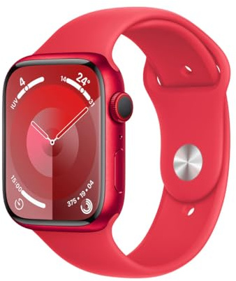 Apple Watch Series 9 (GPS + Cellular, 45mm) mit (Product) RED Aluminiumgehäuse with (Product) RED Sport Band, S/M (Generalüberholt)