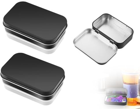 Lhbwhiz 2 Stücke Blechdose,Praktische Metalldöschen,Tin Boxen,Mini Aufbewahrungsbox,Spielkartenbox,Minibox Organizer,Spielkartendose,Aufbewahrungsbox mit Deckel,für Kleinen Gegenständen(Schwarz)