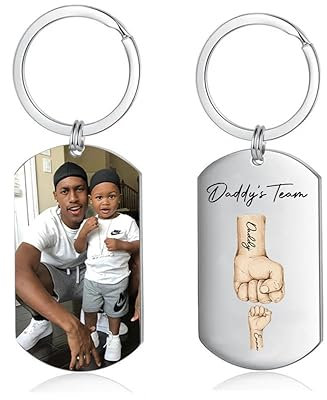 Jeweidea Porte Clef personnalisé pour Papa Porte-clés Personnalisé Prénom Gravés Porte Clef Fete Des Peres Porte-clés Famille Prenom Enfant Cadeau Papa Cadeau Homme Cadeaux Personnalisé (A-Argent)